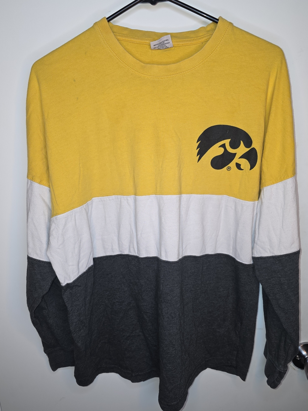 Pressbox Yellow White Black Colorblock Long-Sleeve Top